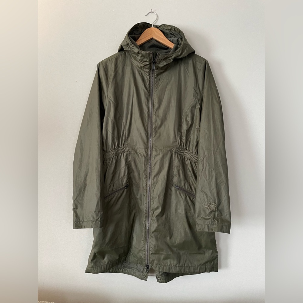 Olive green North Face Rain Coat